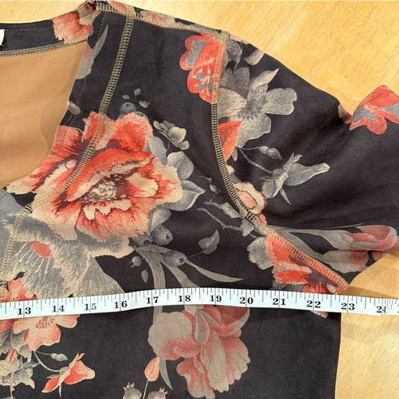 Solitaire Anthropologie Gray Floral Faux Suede Open Front Duster Jacket XL - Picture 12 of 15